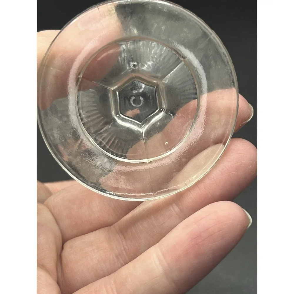 ANTIQUE US GLASS LEAF & DART CLEAR PRESSED GLASS OPEN PEDESTAL‎ SALT NUT DISH